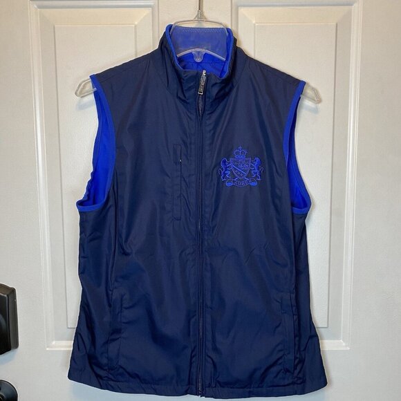 Ralph Lauren Women’s Sz M Crest Full Zip Reversible Golf Vest 6 Zip Pockets - Picture 1 of 14